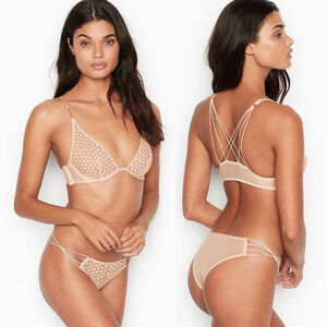 Victoria's Secret Luxe Lingerie Starburst Tanga Panty sz L